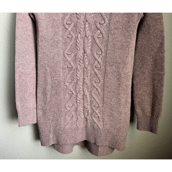 Garnet Hill Women's XS 100% Cashmere Cable Knit Tunic Sweater Mauve Pink - Picture 3 of 9